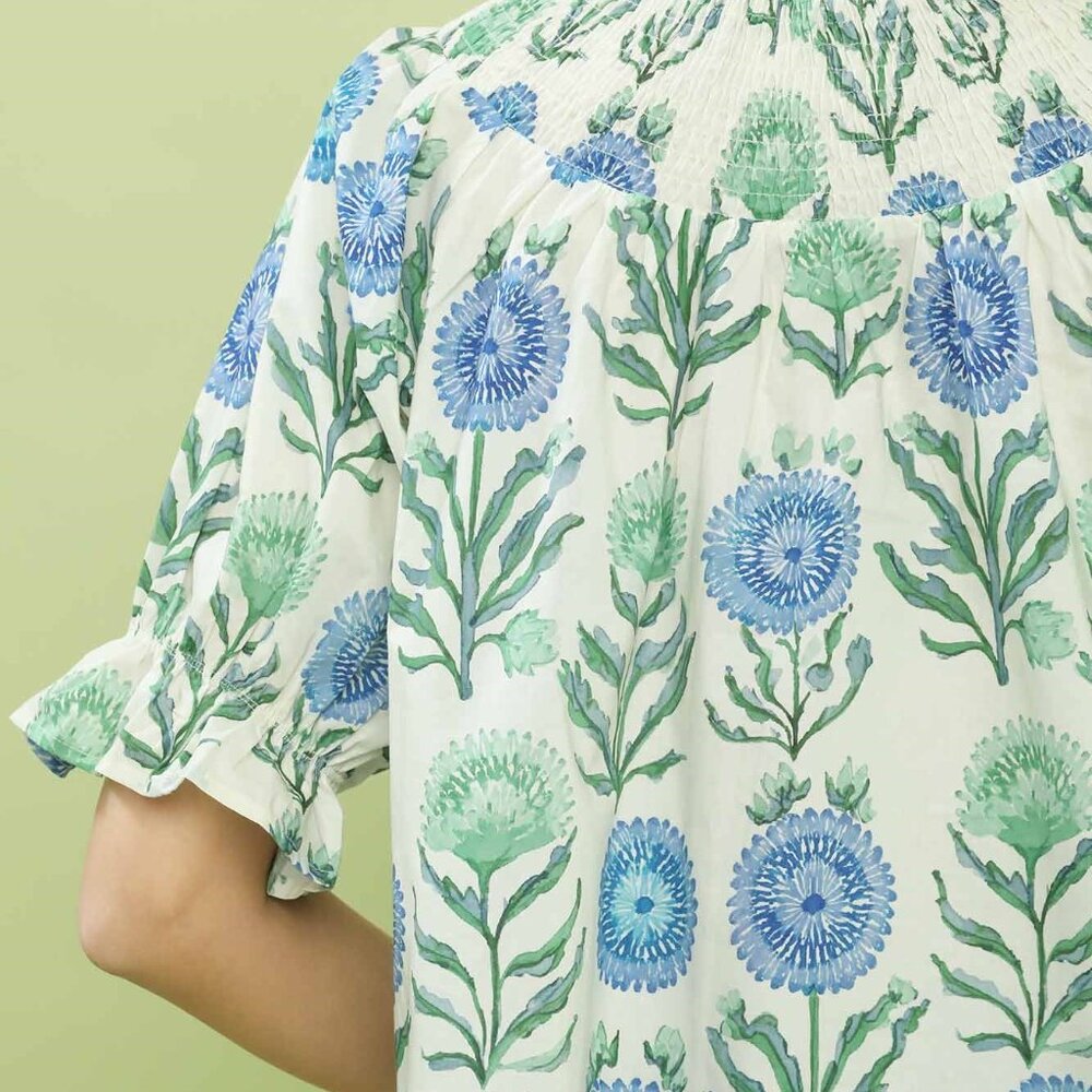 Umgee Floral‎ Button-Front Short Sleeve Top - Picture 5 of 5